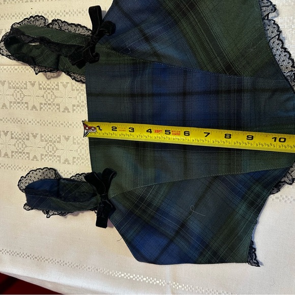 Urban Outfitters Kimchi Blue Plaid Corset Top Lace Bows Bustier M Green/Blue - Picture 6 of 9